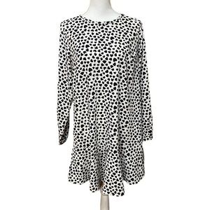 LOFT Women's Small Long Sleeve Peplum Hem‎ Heart Dress Crew Neck